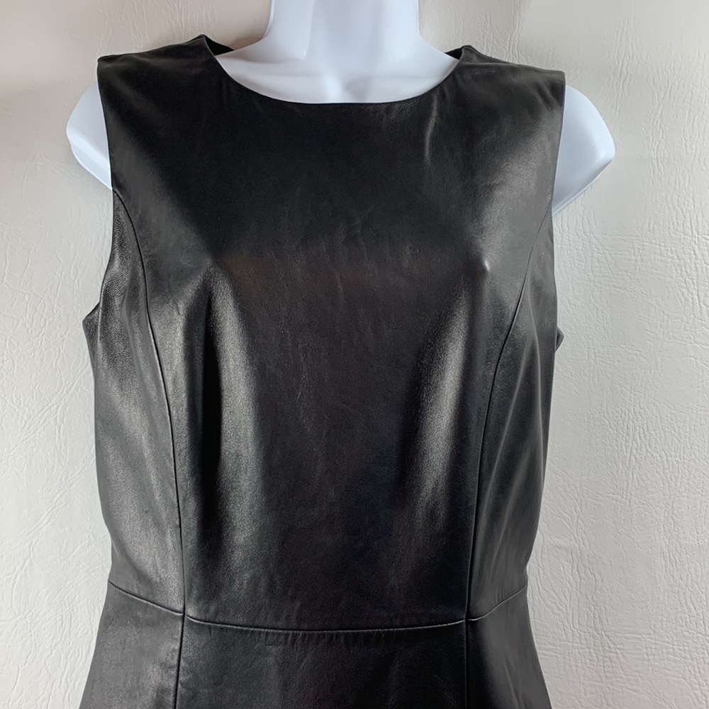 NWT Antonio Melani Luxury Soft Black Leather Sleeveless Dress, 2 - Picture 2 of 10